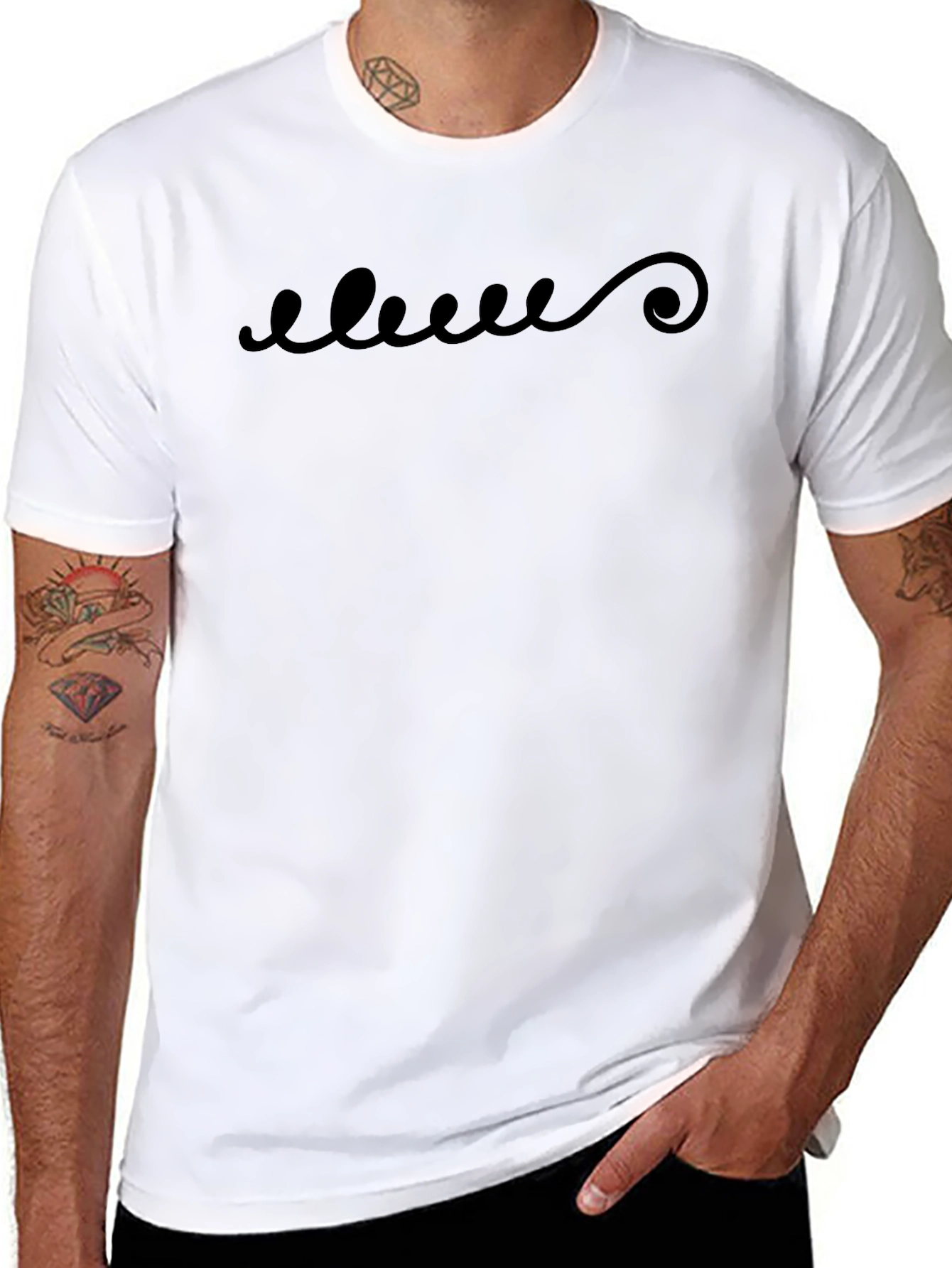 Mens Black Graphic Tee - Swirl Design