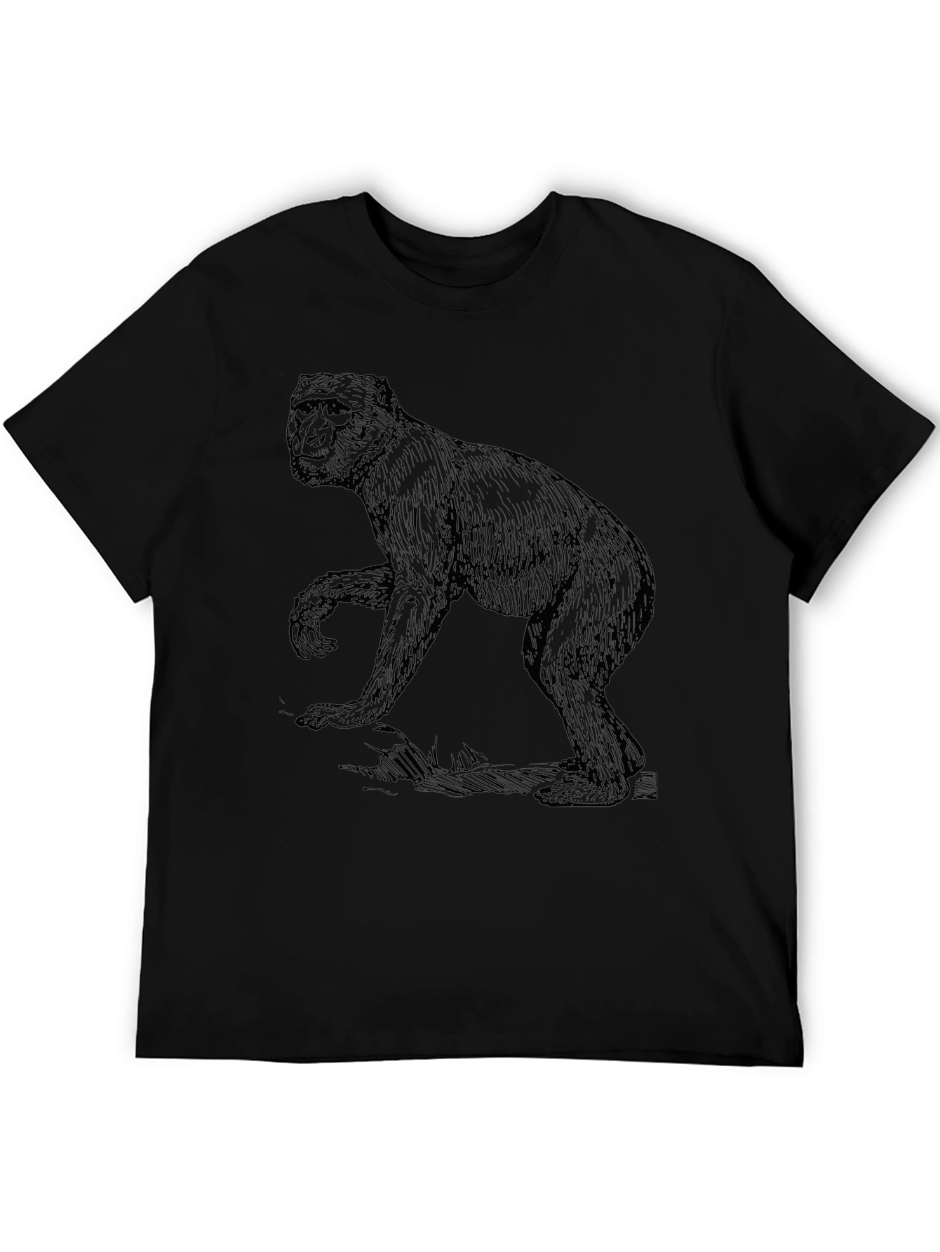 Vintage Gorilla Graphic Tee - Black Cotton