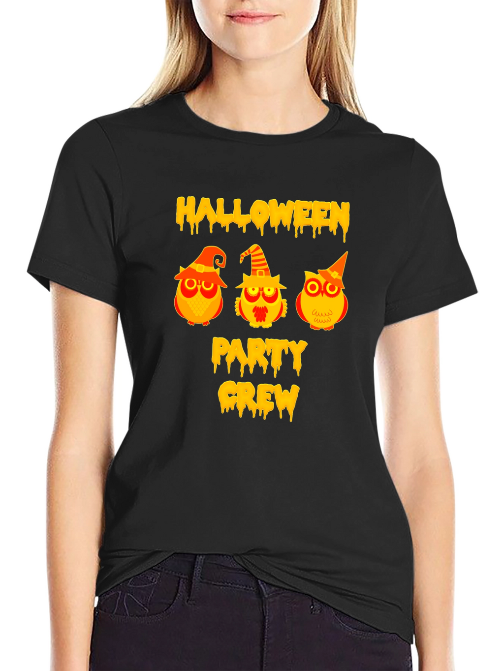 Halloween Party Crew Owl Graphic T-Shirt