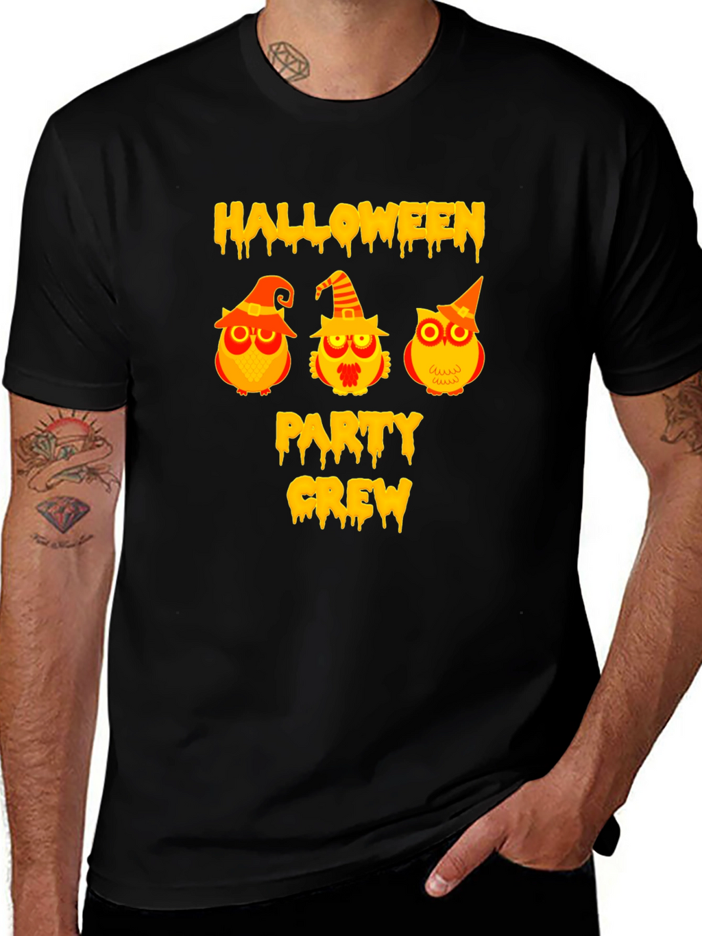 Halloween Party Crew Owl Graphic T-Shirt