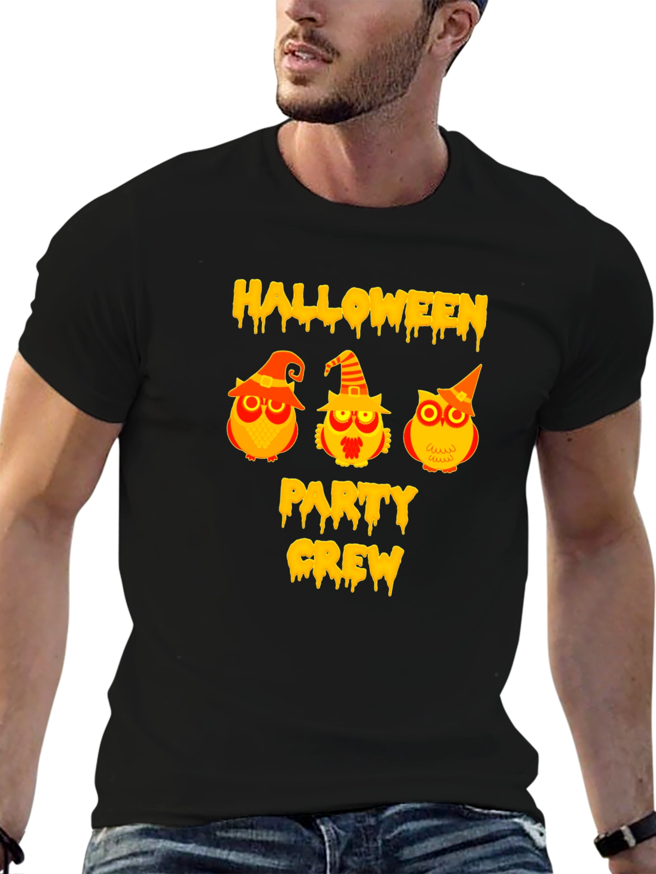 Halloween Party Crew Owl Graphic T-Shirt