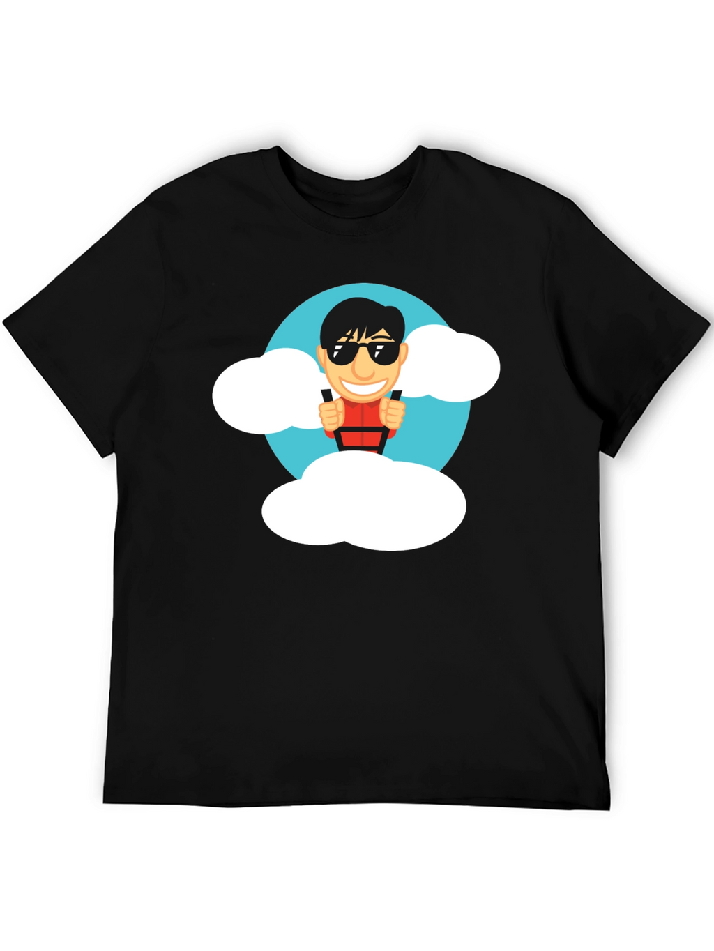 Cartoon Skydiver Black T-Shirt