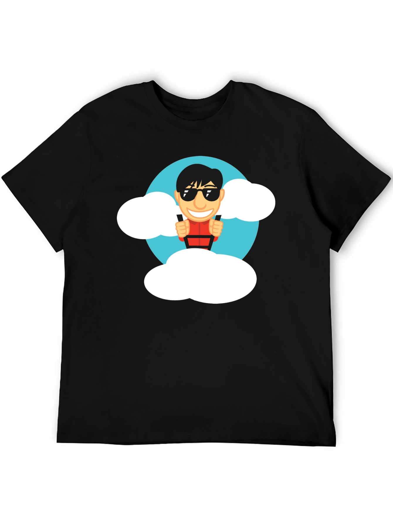 Cartoon Skydiver Black T-Shirt