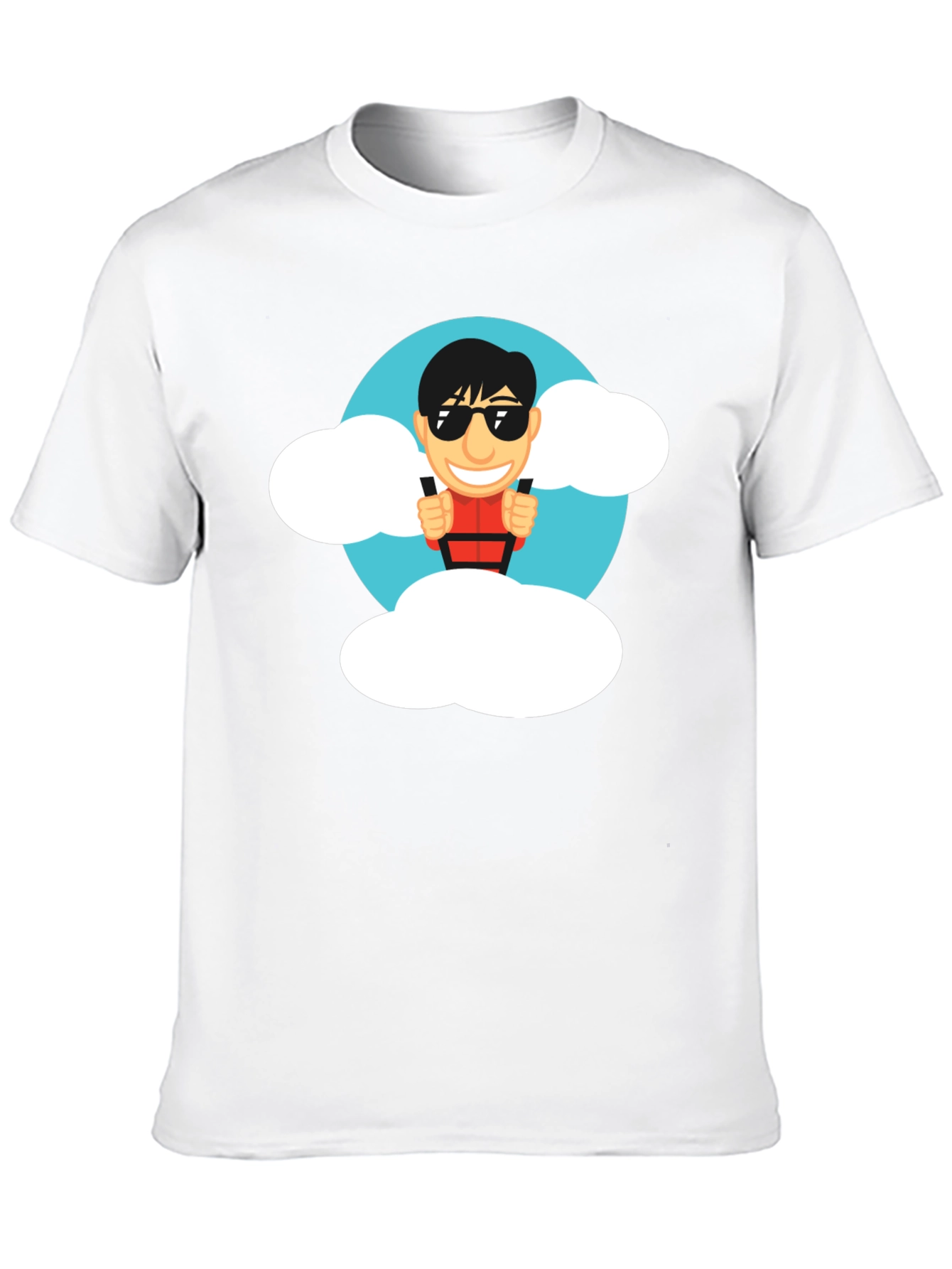 Cartoon Skydiver Black T-Shirt