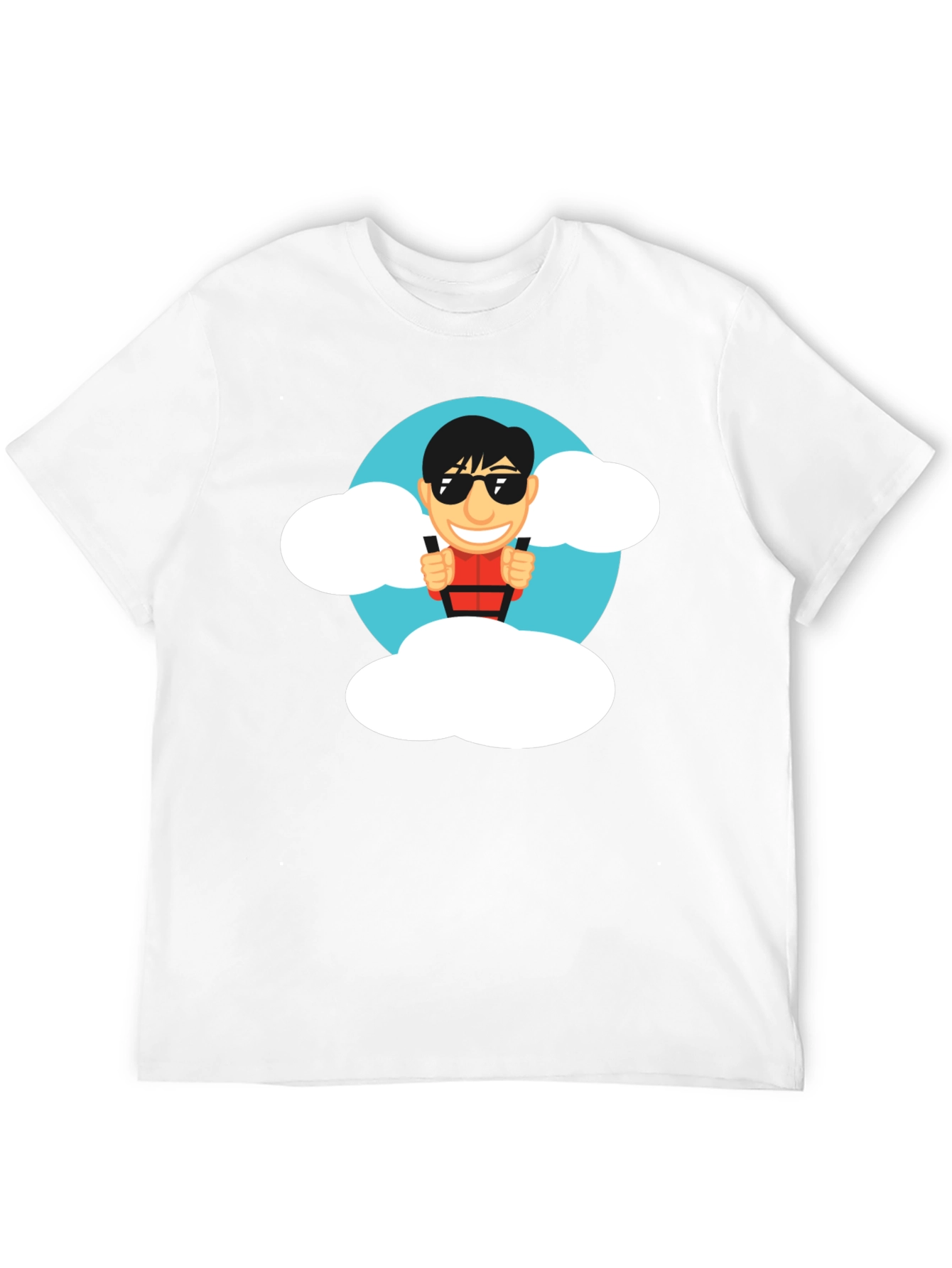Cartoon Skydiver Black T-Shirt