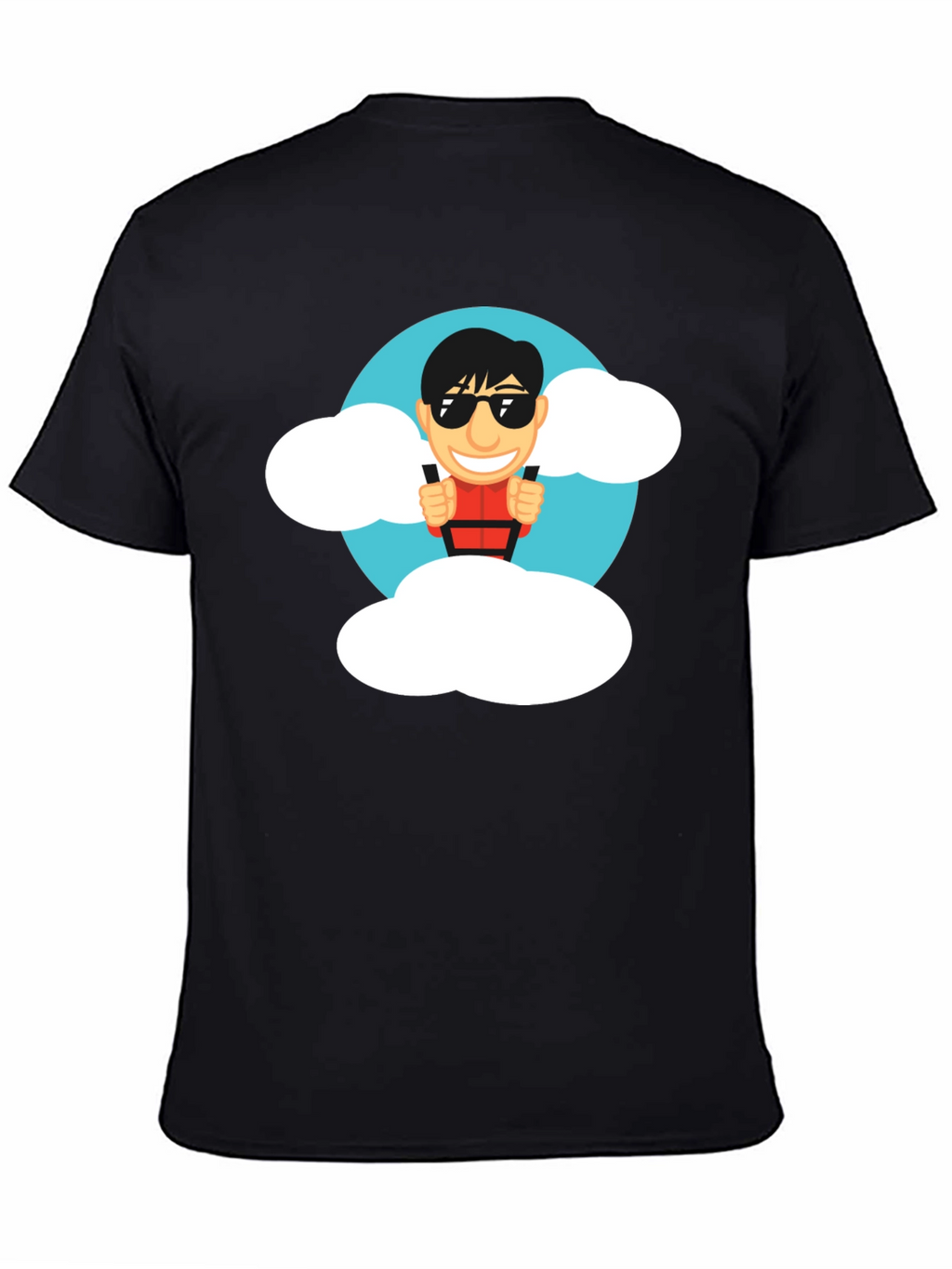 Cartoon Skydiver Black T-Shirt