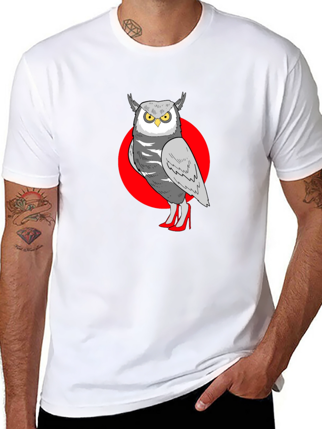 Owl in Heels Graphic Tee - Unisex Black T-Shirt
