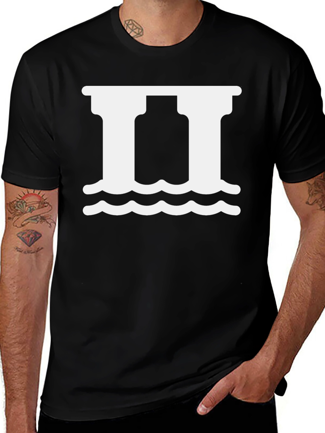 Roman Pillars Graphic T-Shirt - Black