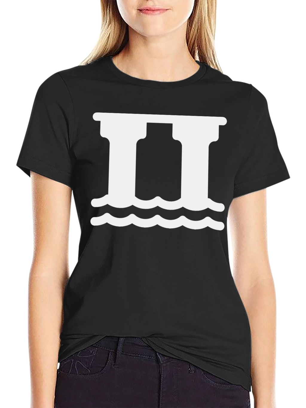 Roman Pillars Graphic T-Shirt - Black