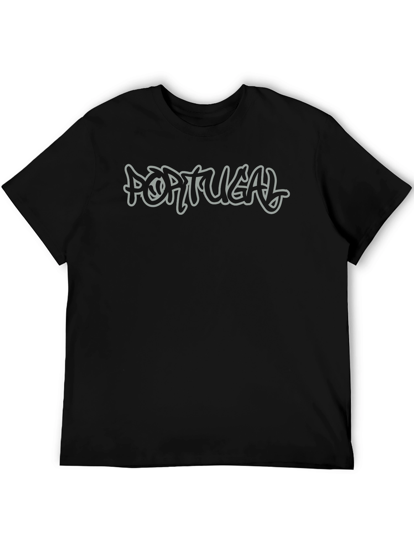 Portugal Graphic Print Mens Black T-Shirt