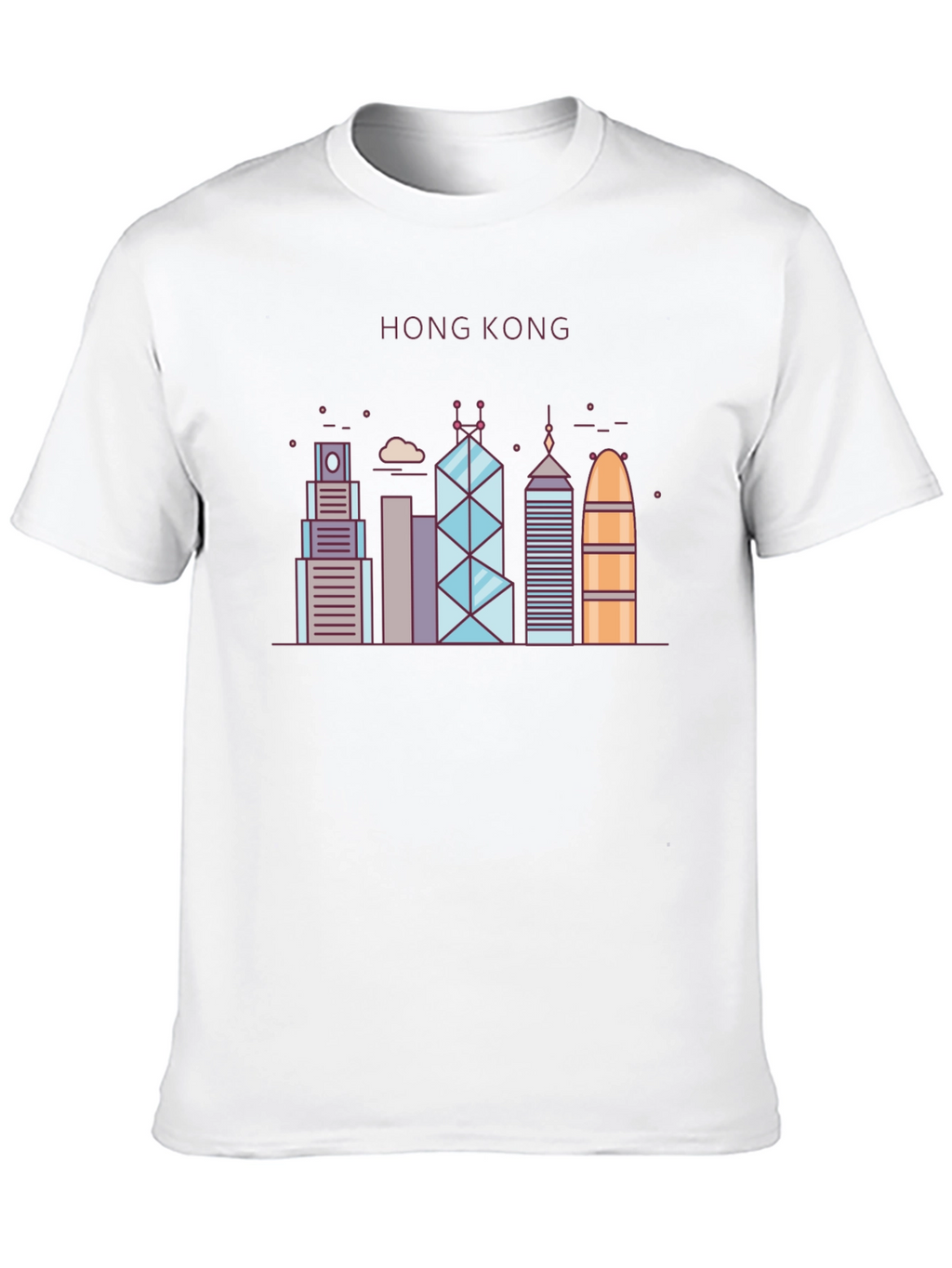 Hong Kong Skyline Graphic Tee - Black Cotton Blend