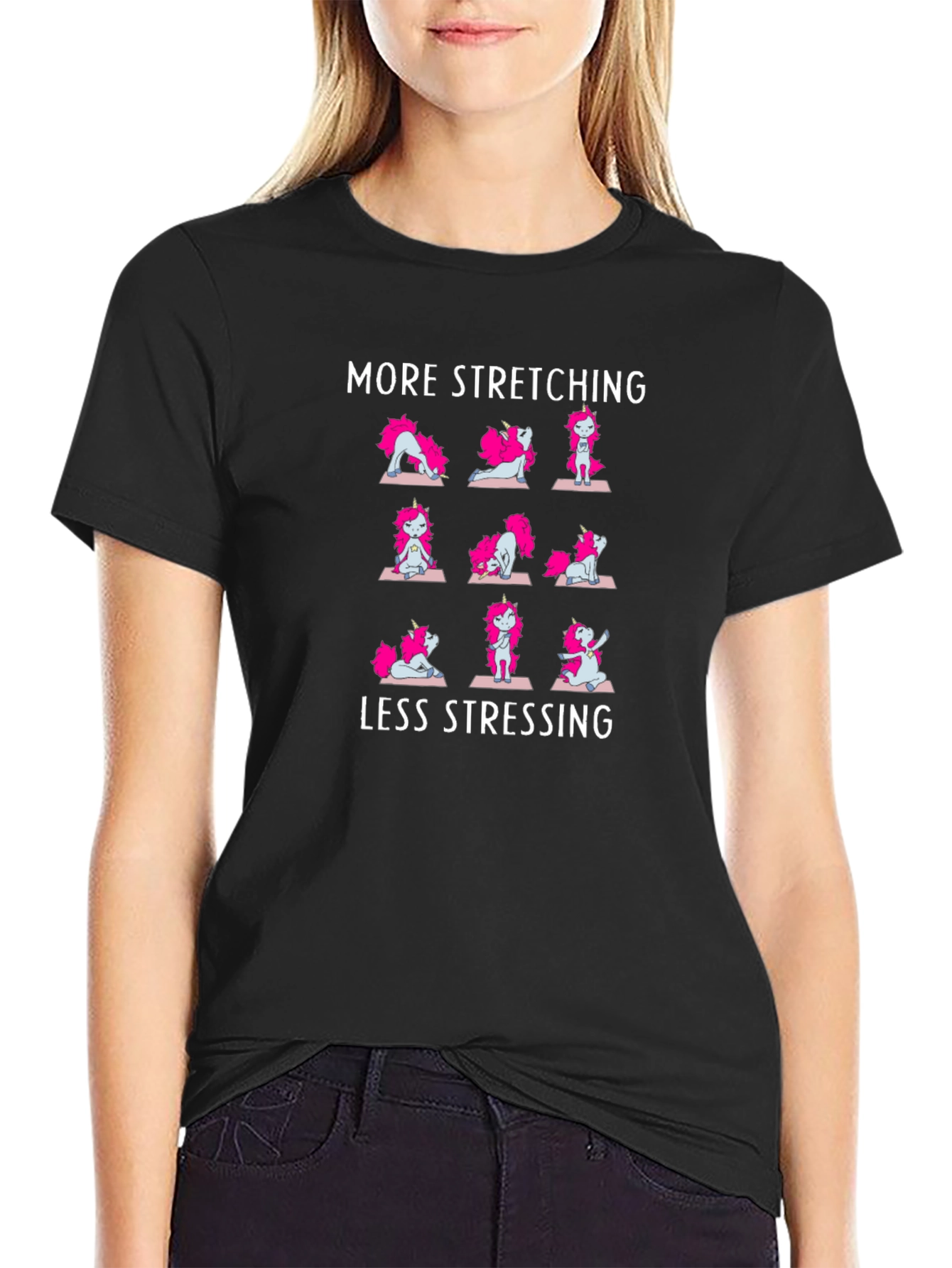 Yoga Unicorn Graphic Tee - Stretch More Stress Less