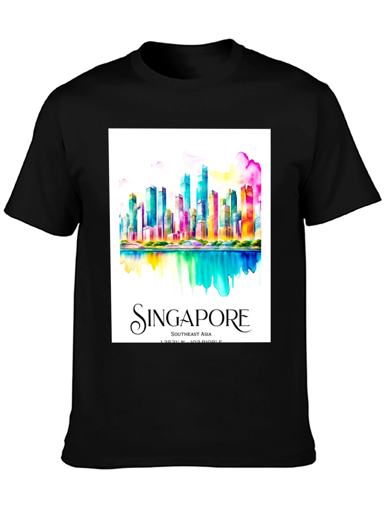 Singapore Watercolor Skyline Graphic Tee
