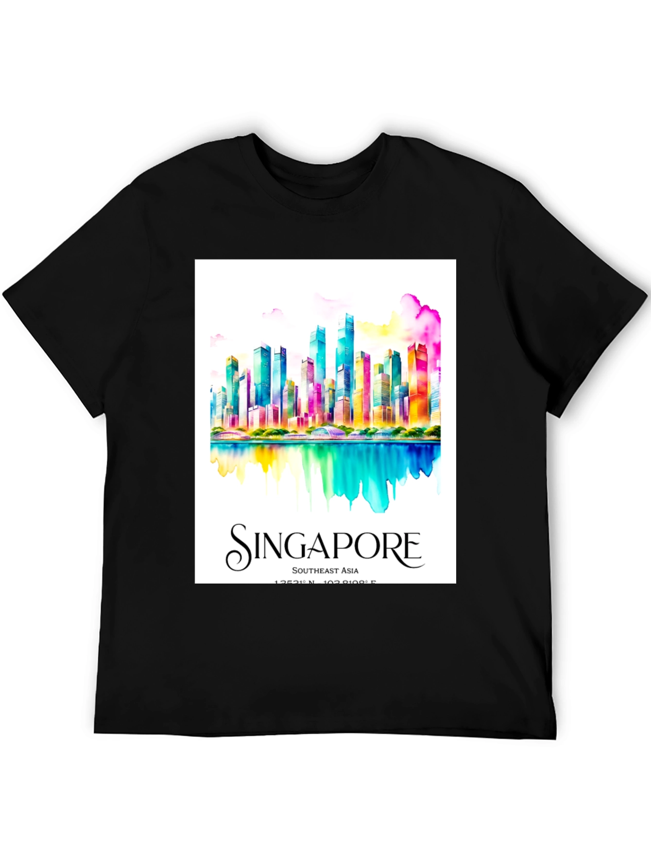 Singapore Watercolor Skyline Graphic Tee