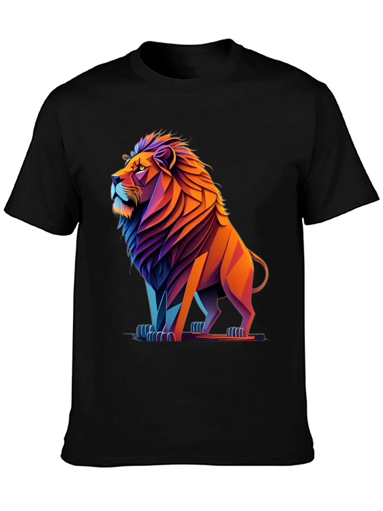 Geometric Lion Graphic Tee - Bold Style