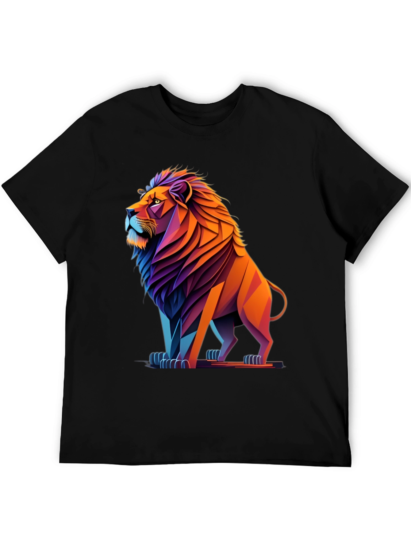 Geometric Lion Graphic Tee - Bold Style
