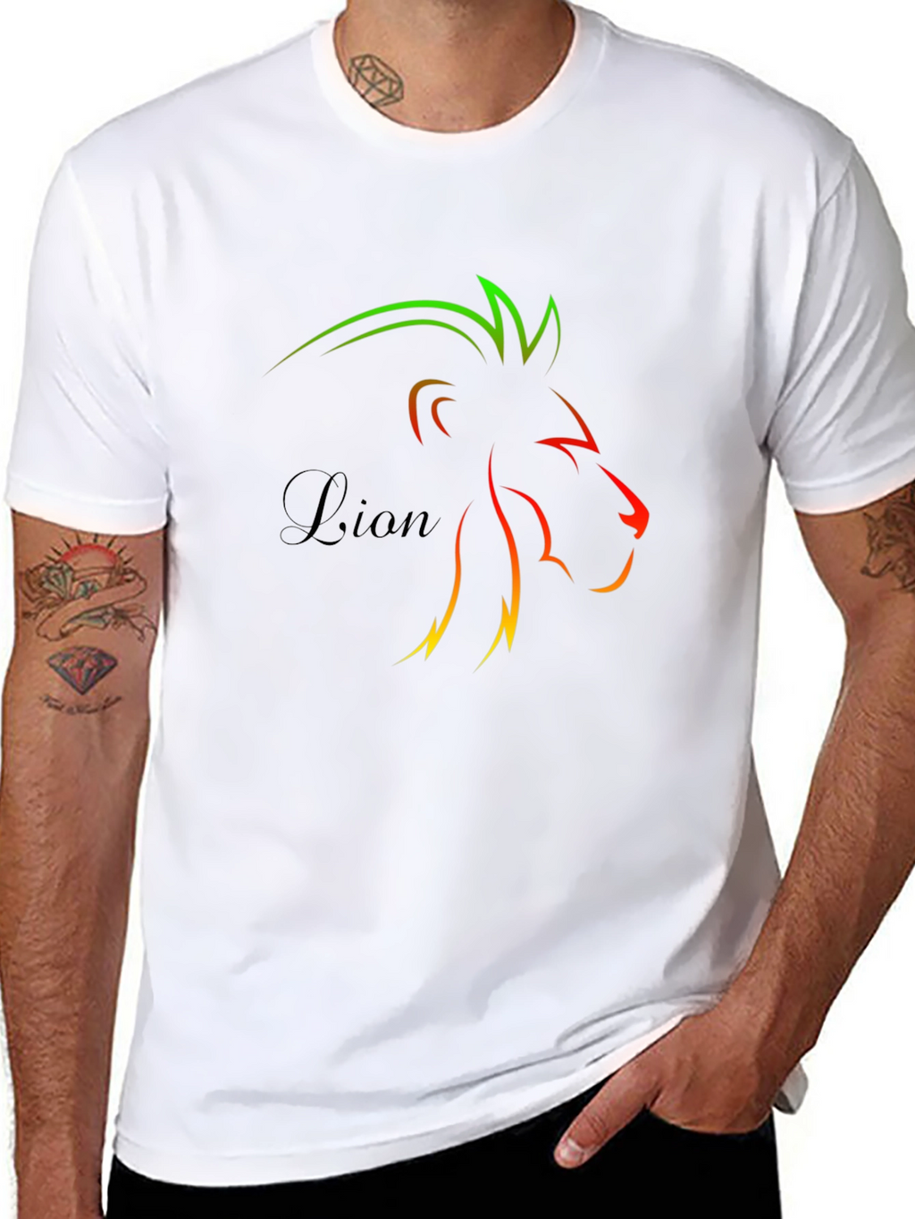 Lion Graphic Black Tee - Stylish Mens T-Shirt