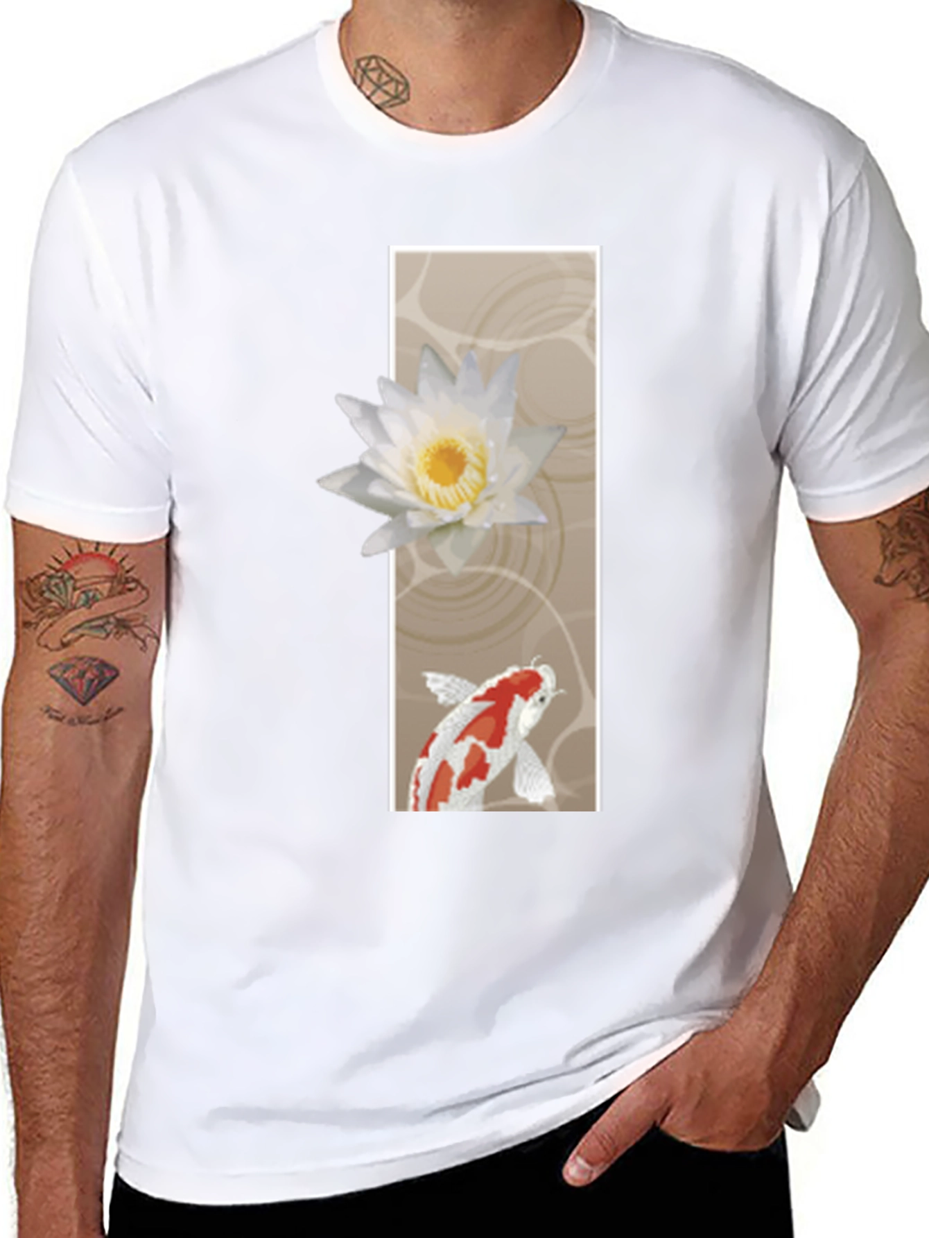 Koi Fish & Lotus Graphic T-Shirt