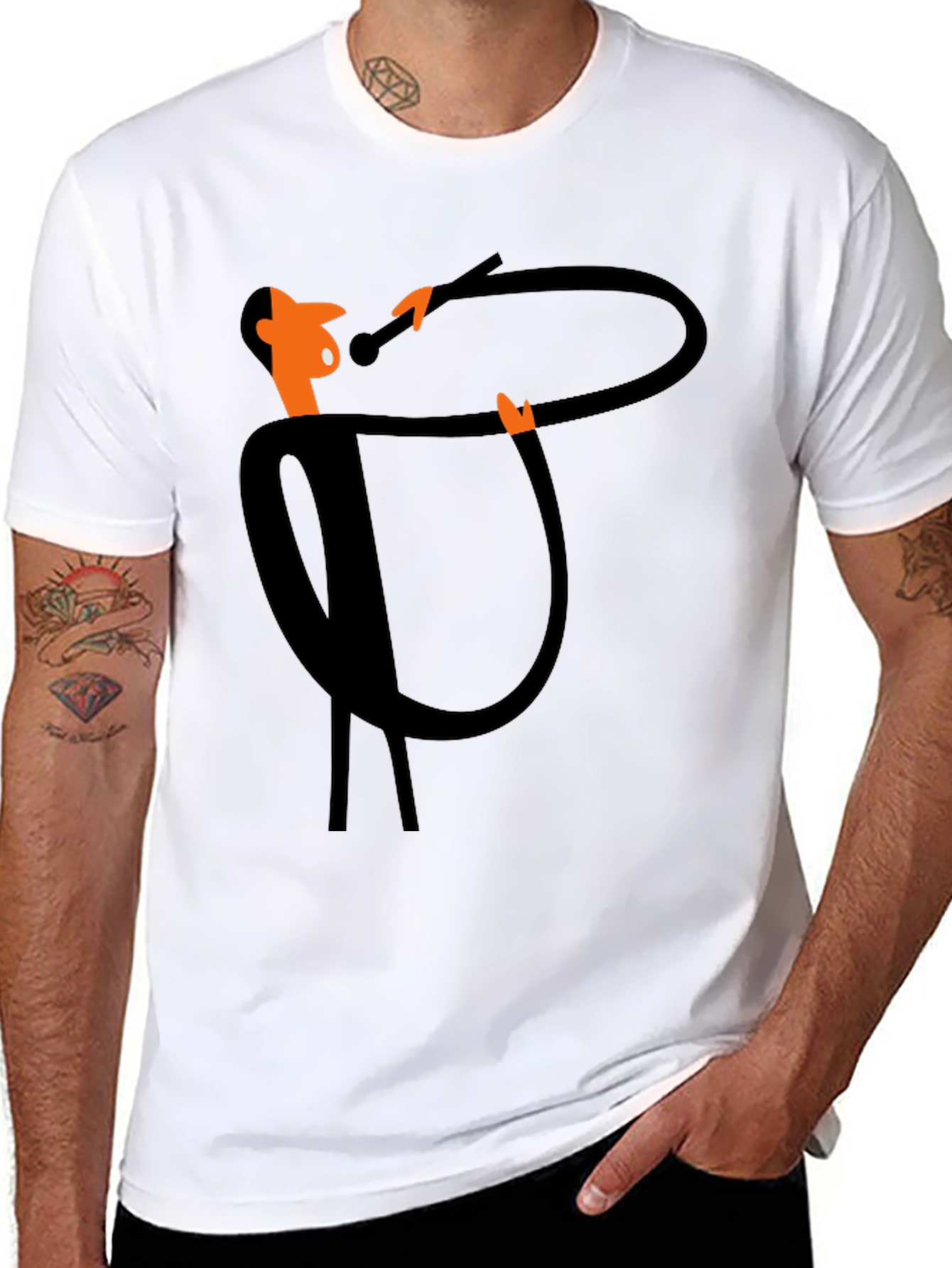 Funky Black T-Shirt with Cartoon Singer