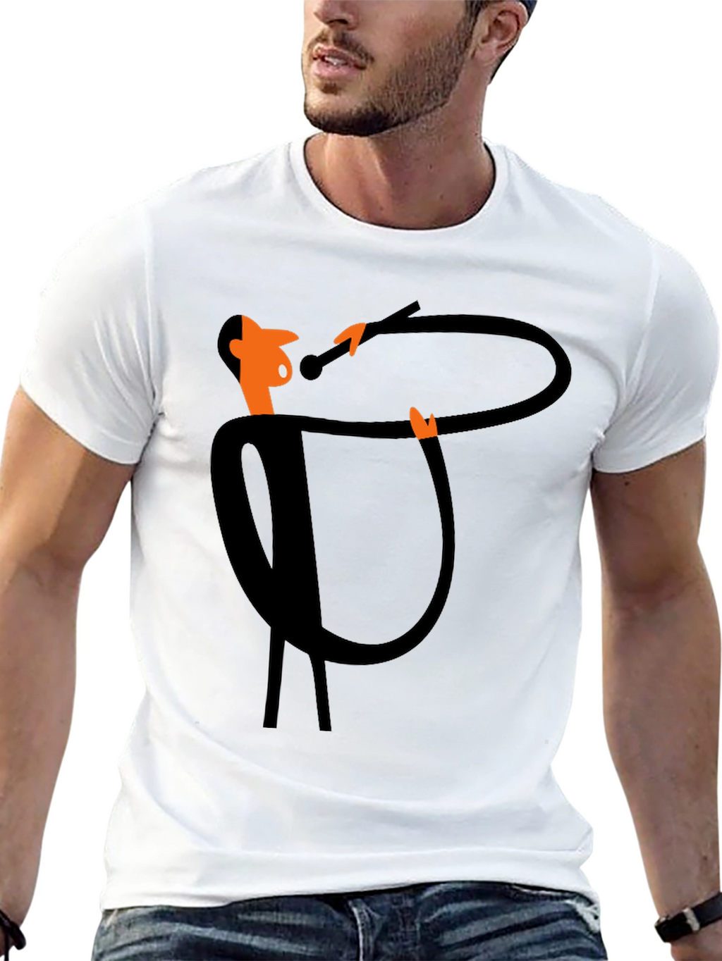 Funky Black T-Shirt with Cartoon Singer