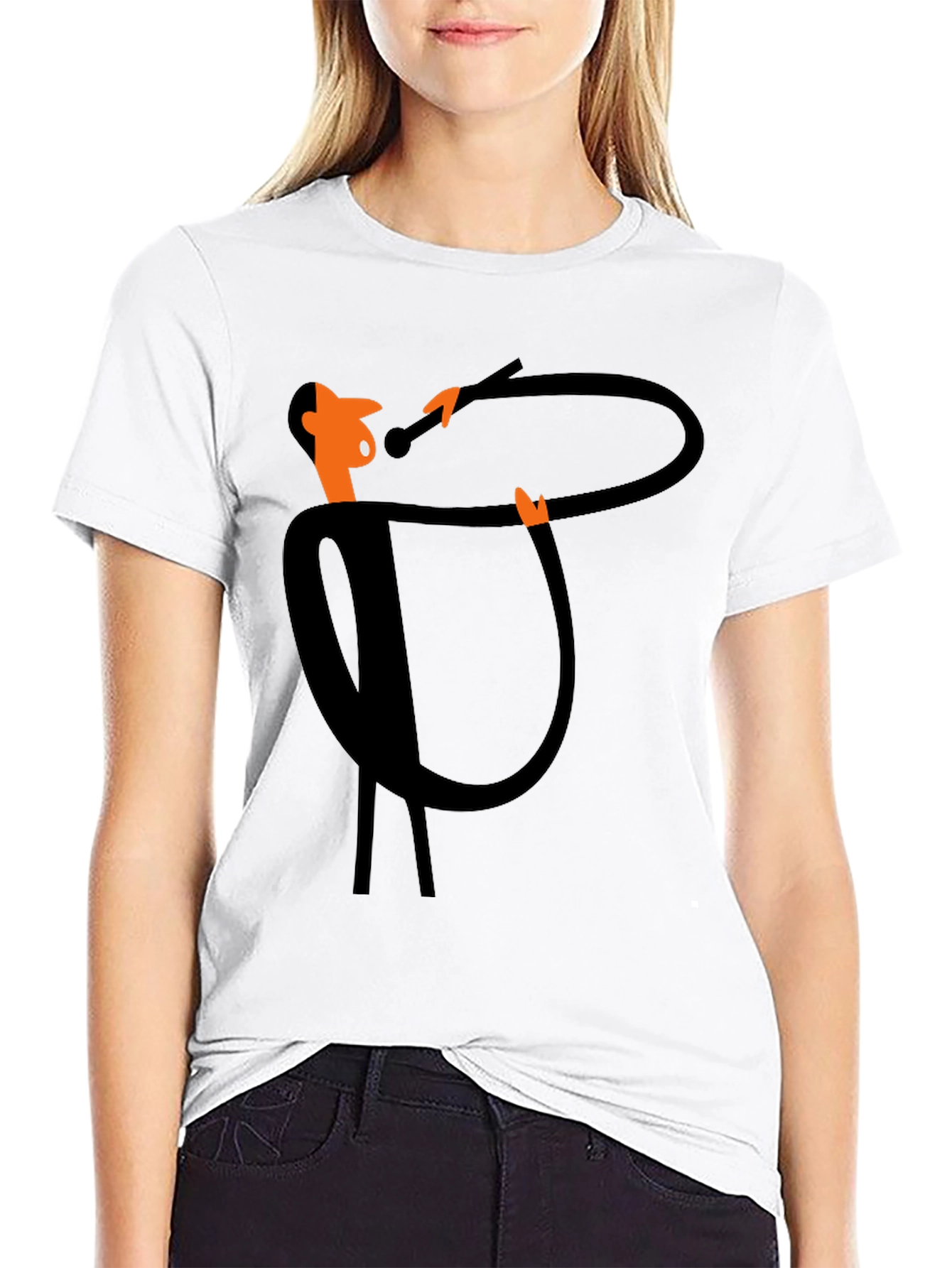 Funky Black T-Shirt with Cartoon Singer