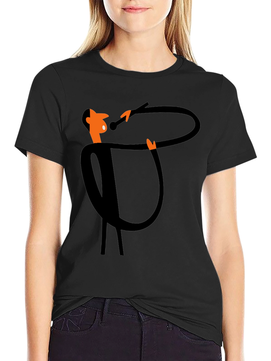 Funky Black T-Shirt with Cartoon Singer