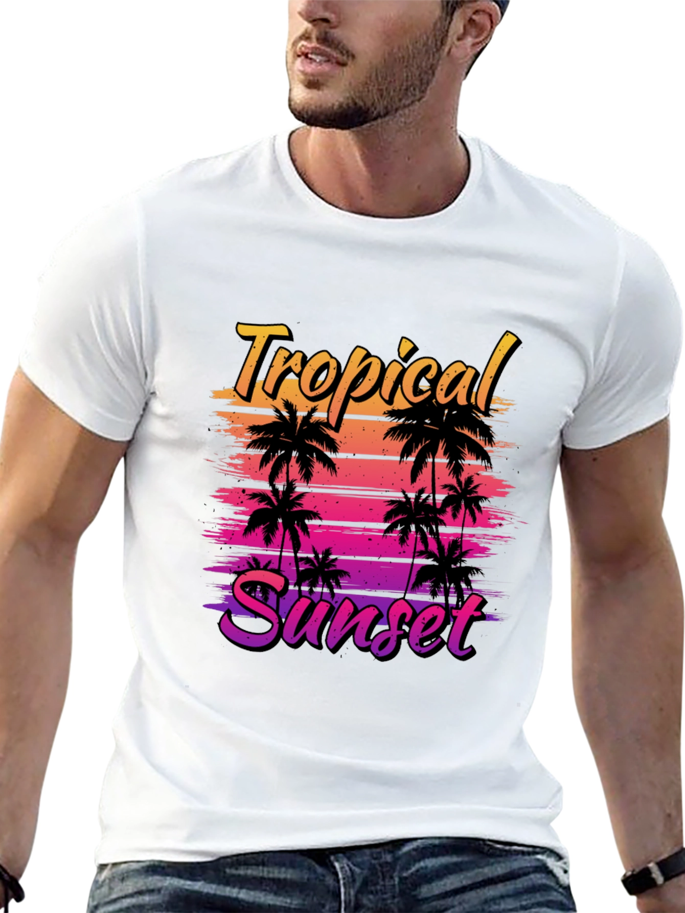 Tropical Sunset Graphic T-Shirt