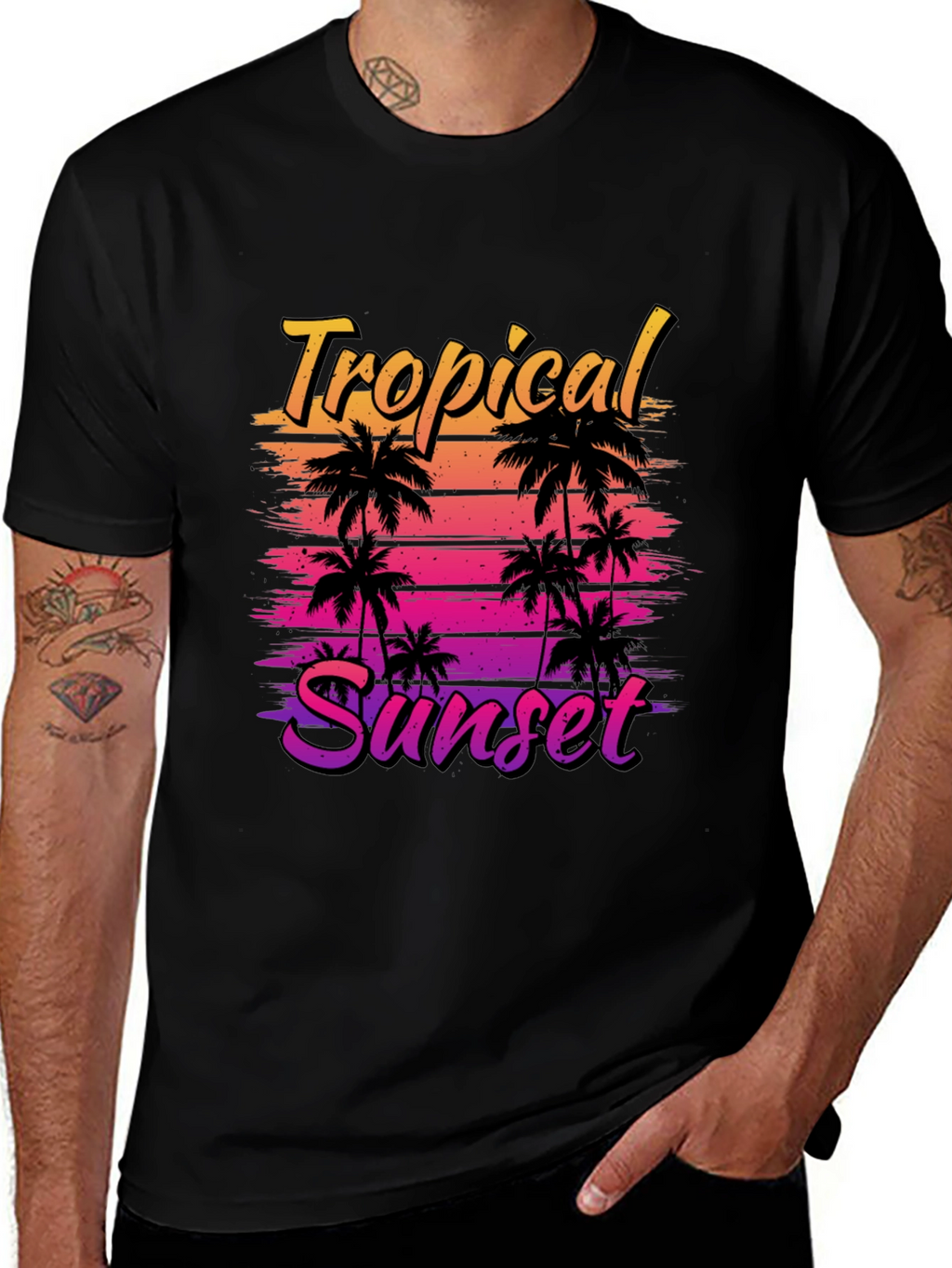 Tropical Sunset Graphic T-Shirt