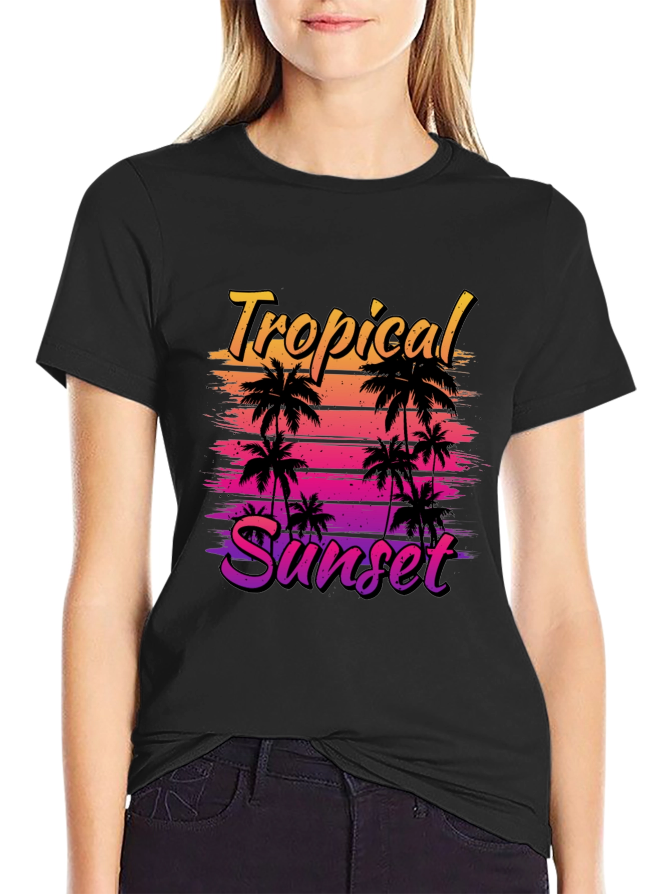 Tropical Sunset Graphic T-Shirt