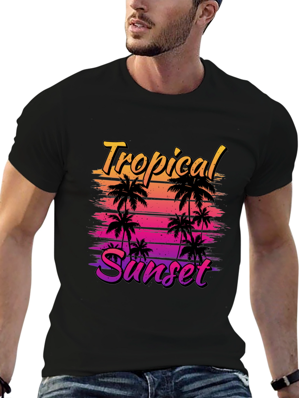 Tropical Sunset Graphic T-Shirt