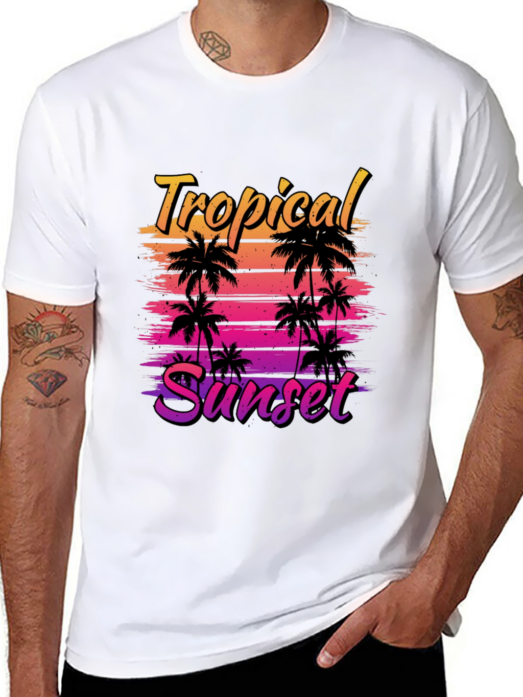 Tropical Sunset Graphic T-Shirt