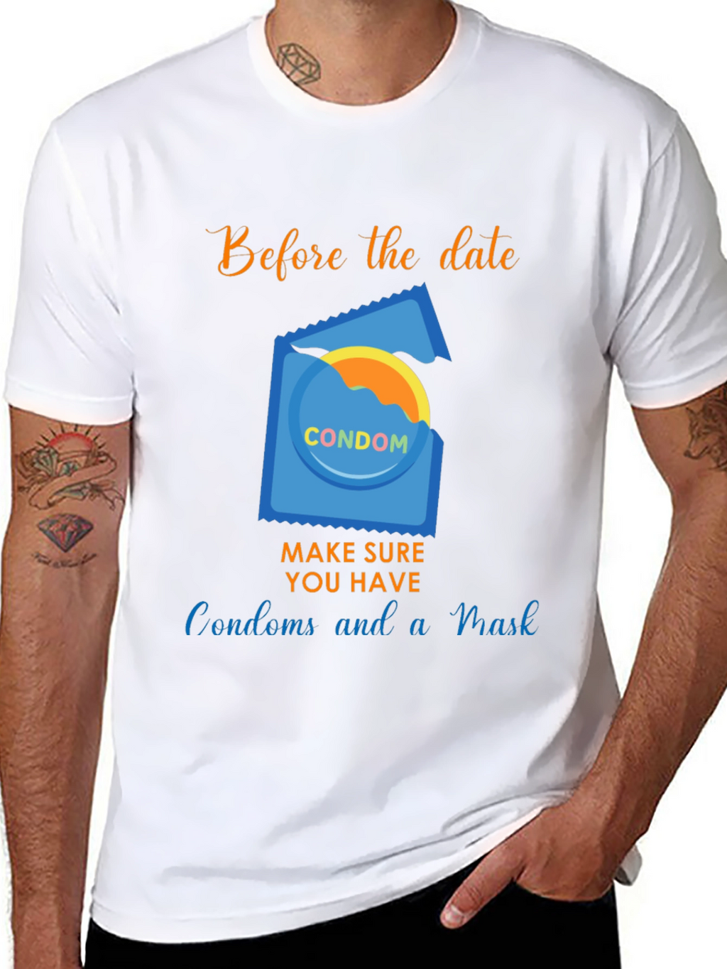 Before the Date T-Shirt - Condoms and Mask