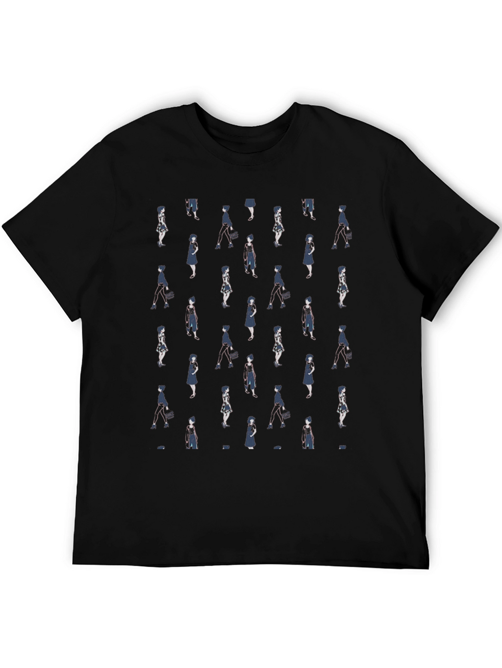 Patterned Womens Figure Black Graphic T-Shirt