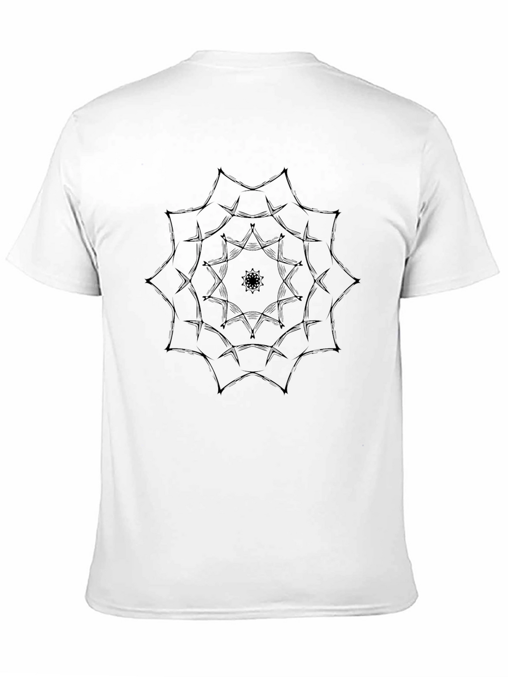 Black T-Shirt with Geometric Mandala Design