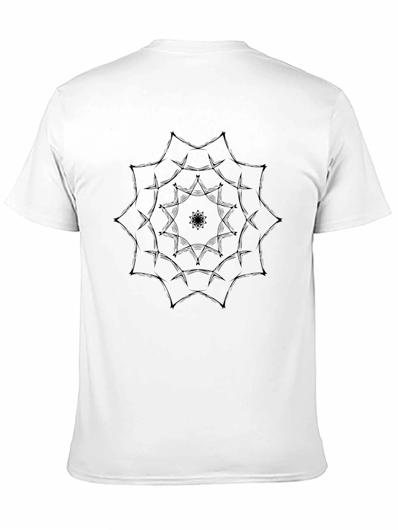 Black T-Shirt with Geometric Mandala Design