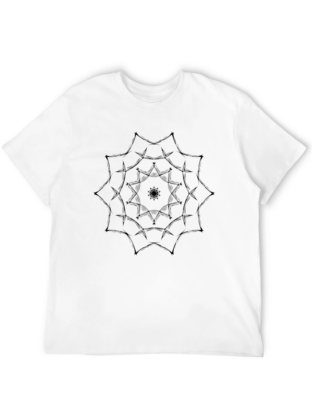 Black T-Shirt with Geometric Mandala Design