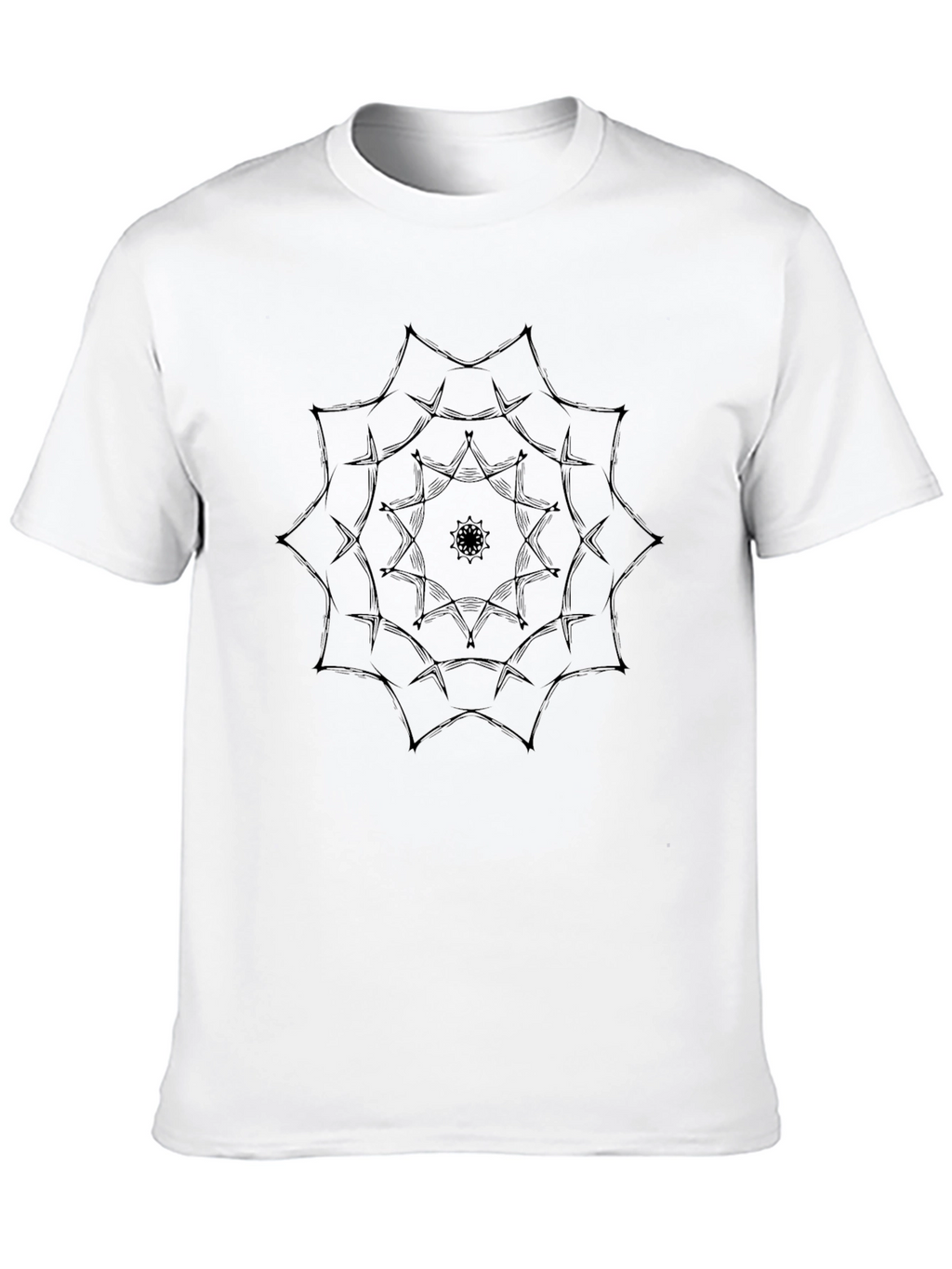 Black T-Shirt with Geometric Mandala Design