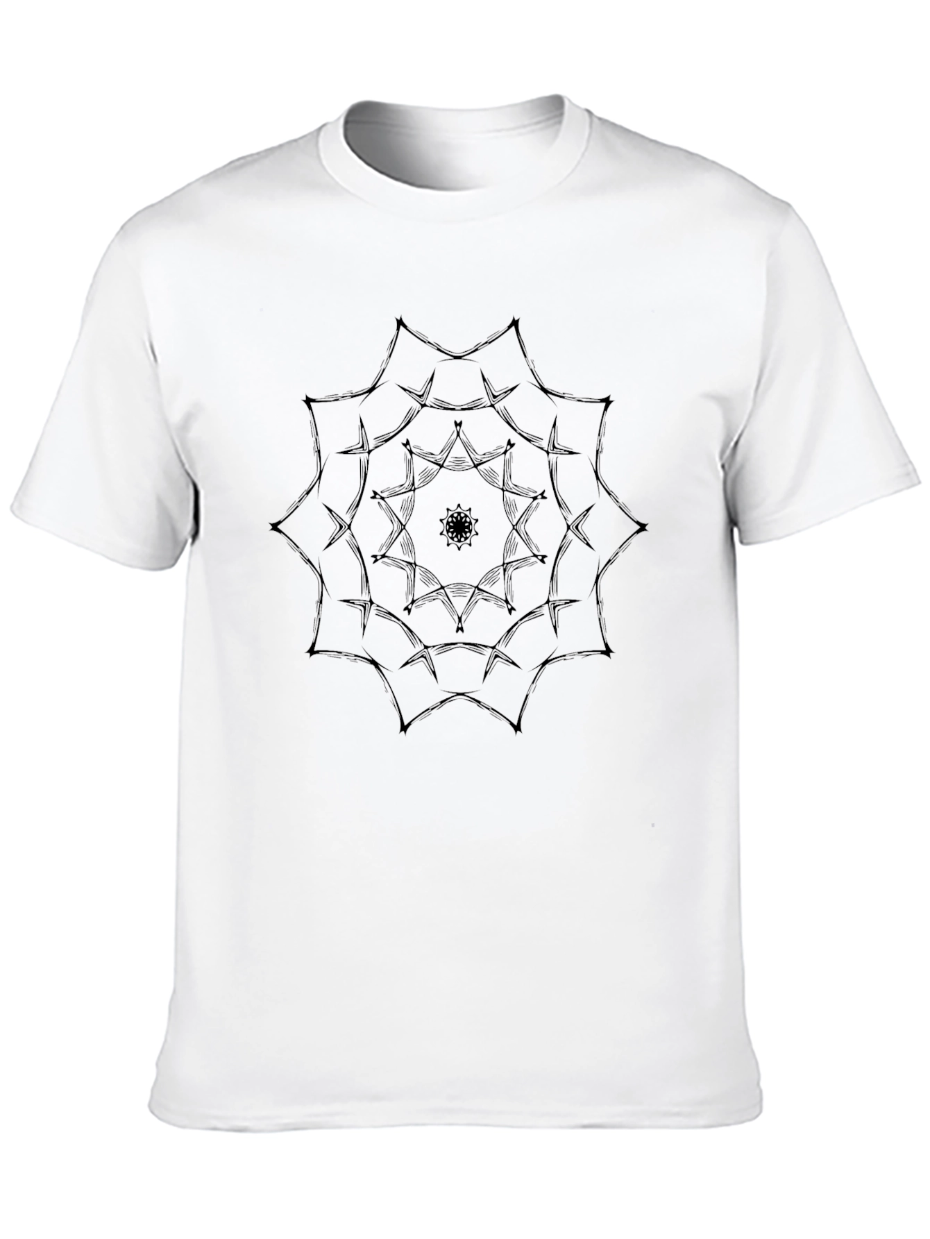 Black T-Shirt with Geometric Mandala Design