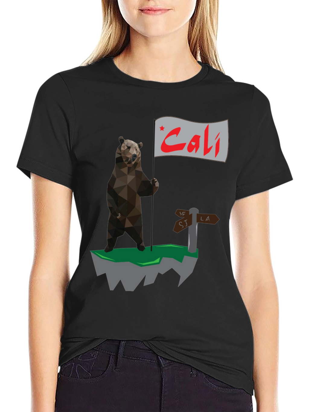 California Bear Flag Graphic T-Shirt - Cali Bear