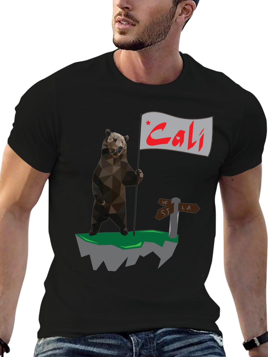 California Bear Flag Graphic T-Shirt - Cali Bear