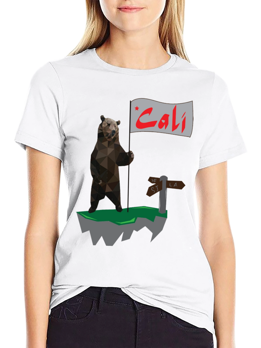 California Bear Flag Graphic T-Shirt - Cali Bear