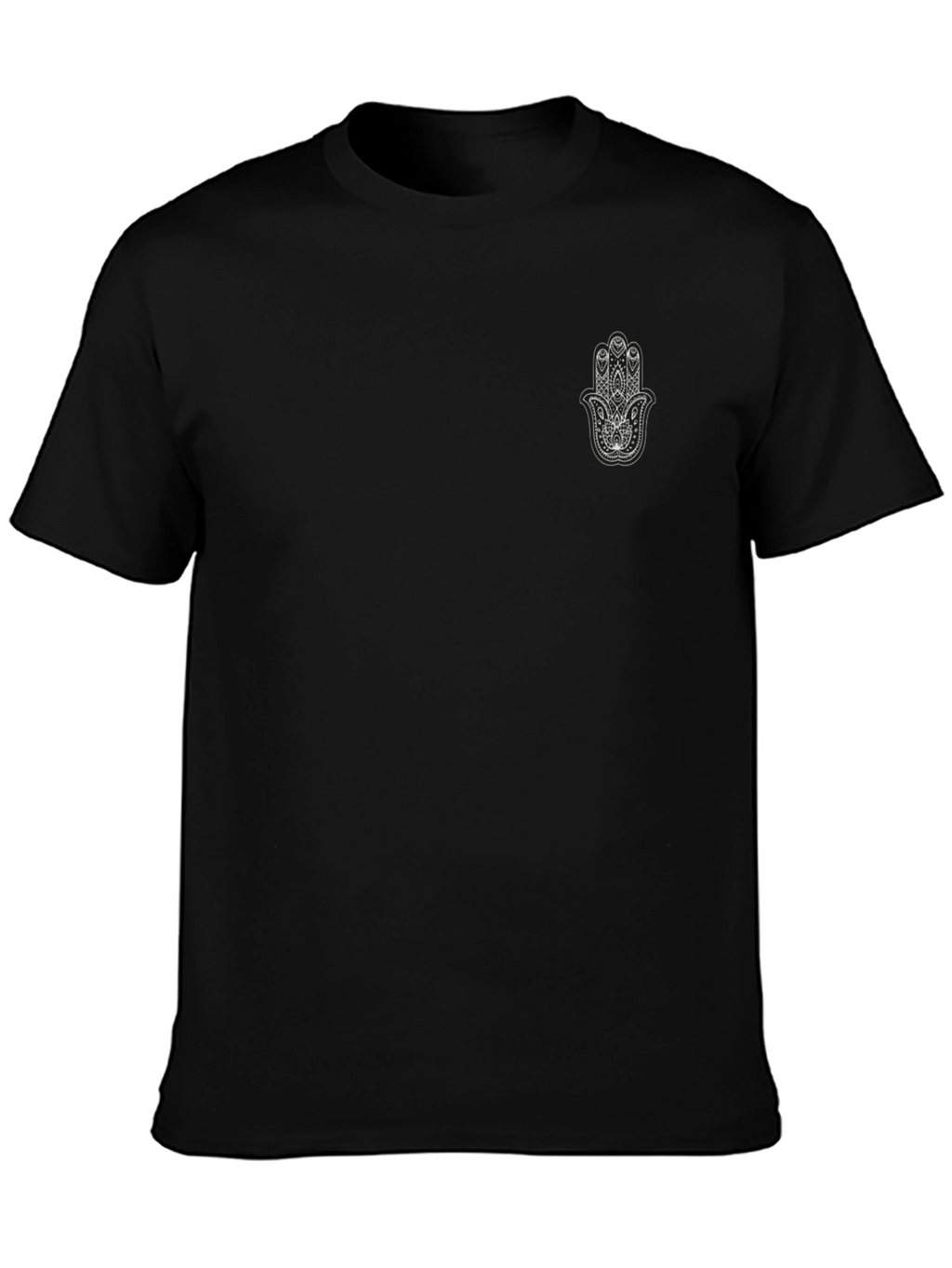 Mens Black T-Shirt with Hamsa Hand Graphic