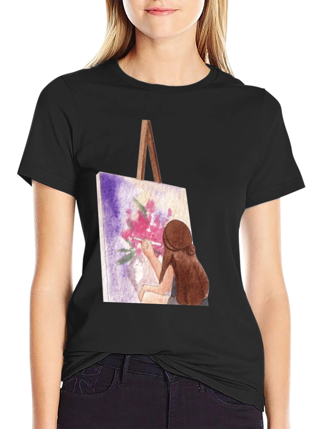 Painterly T-Shirt - Artistic Floral Design