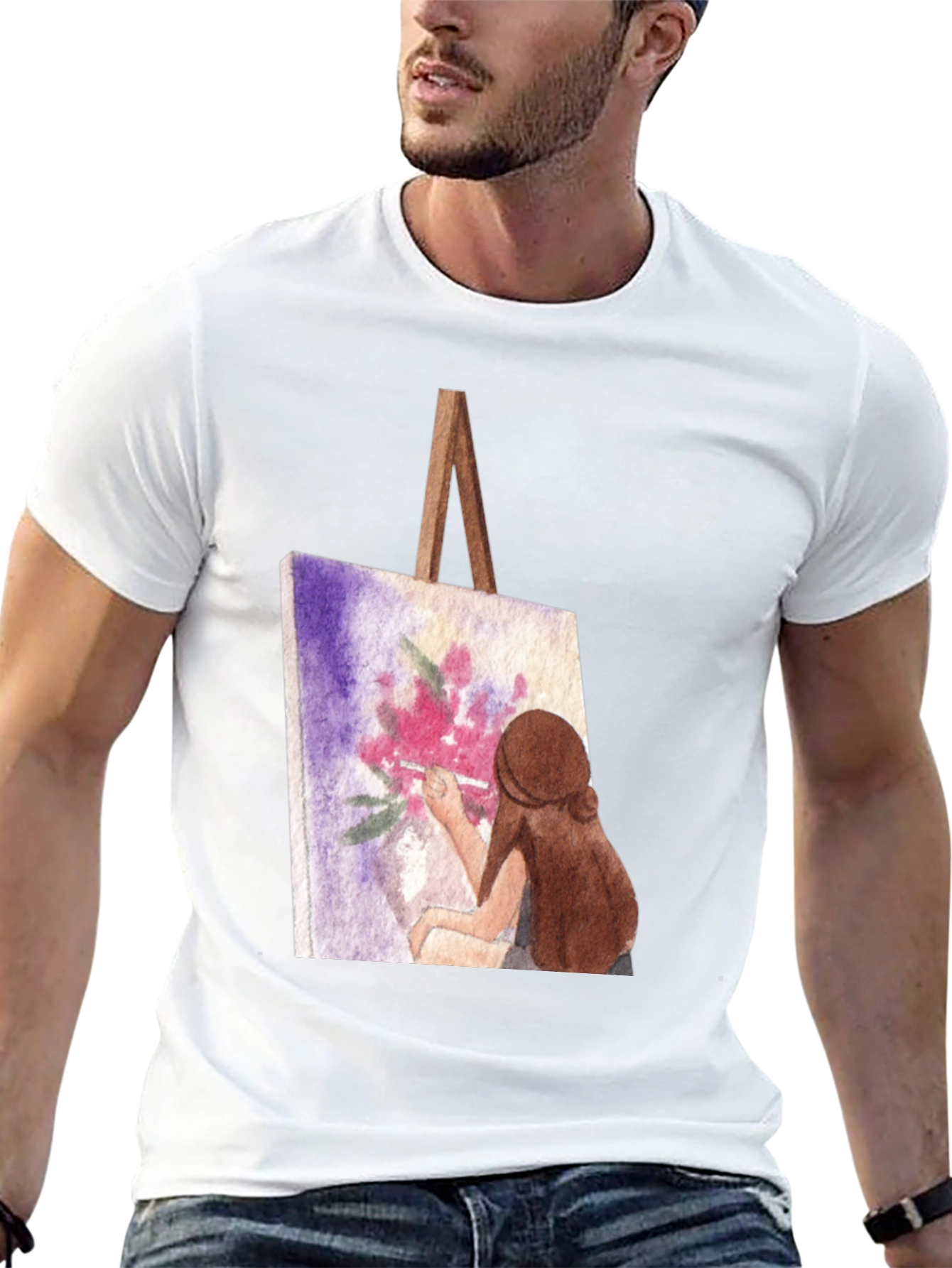Painterly T-Shirt - Artistic Floral Design