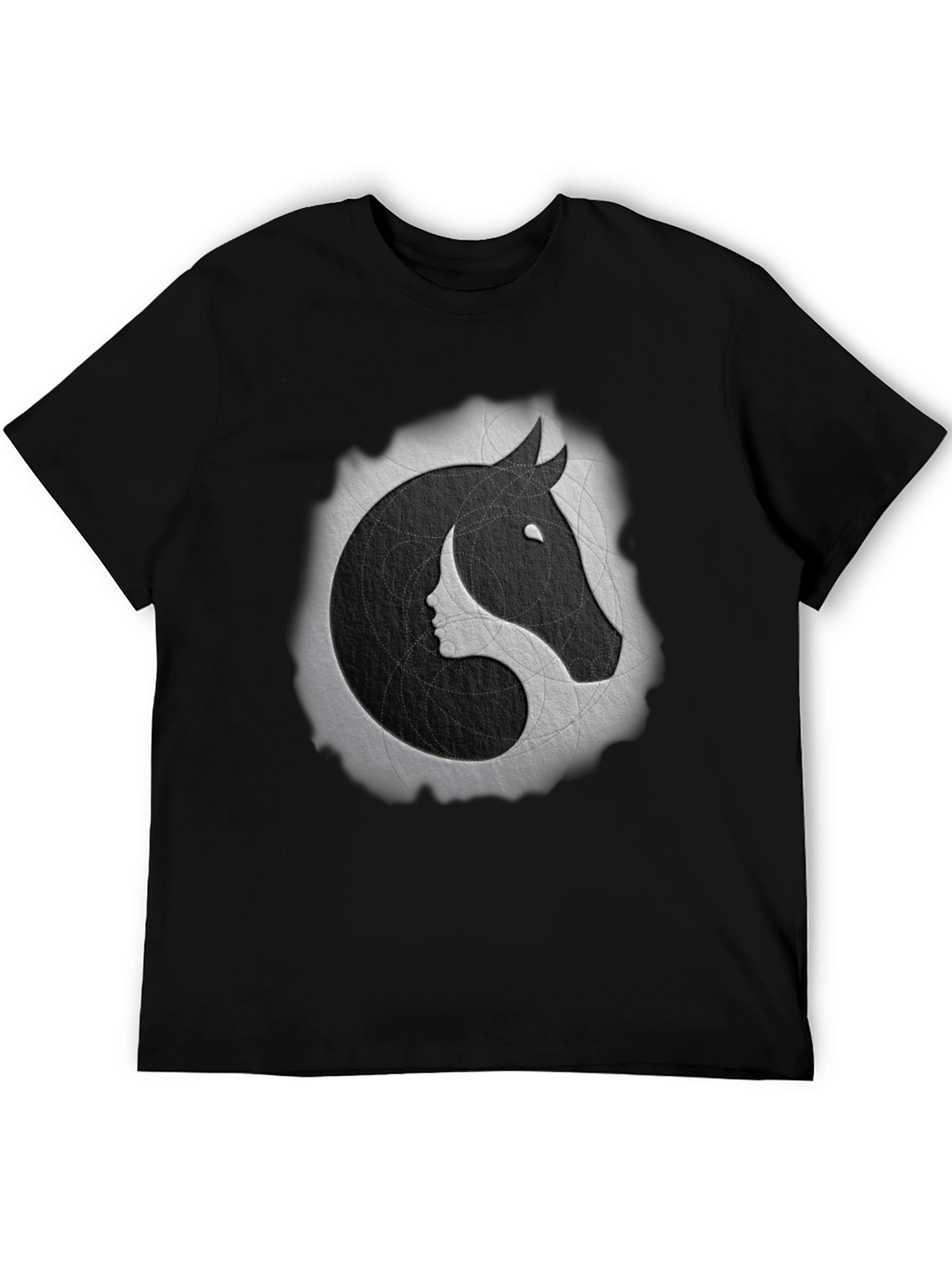 Yin Yang Horse & Woman Face Graphic Tee - Stylish Comfort