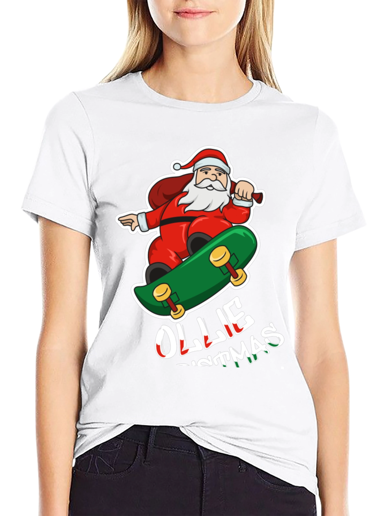Santa Skateboarding Ollie Christmas T-Shirt