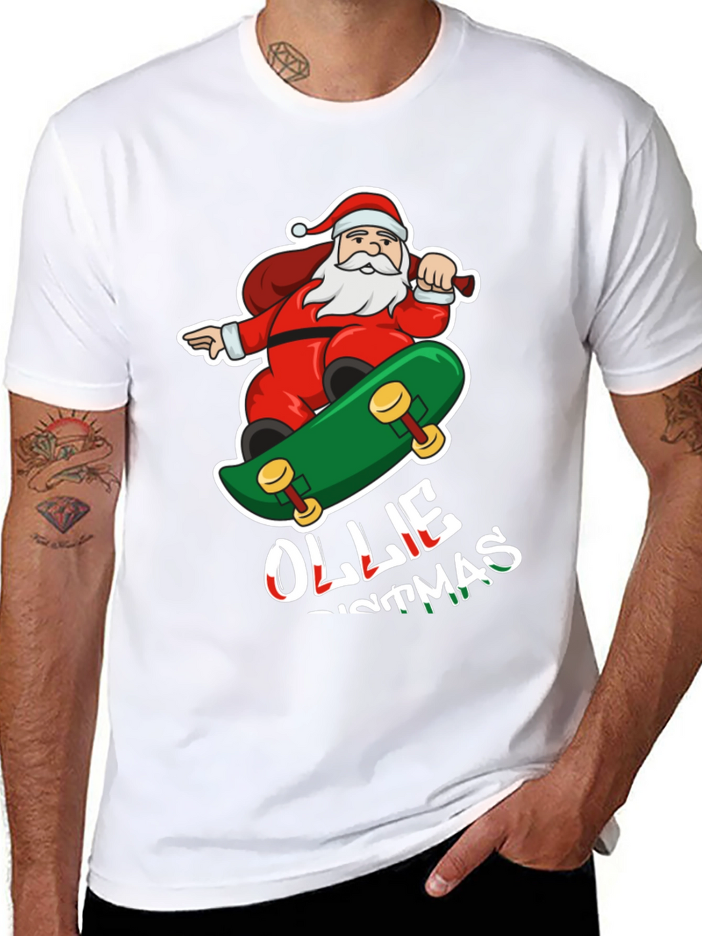 Santa Skateboarding Ollie Christmas T-Shirt
