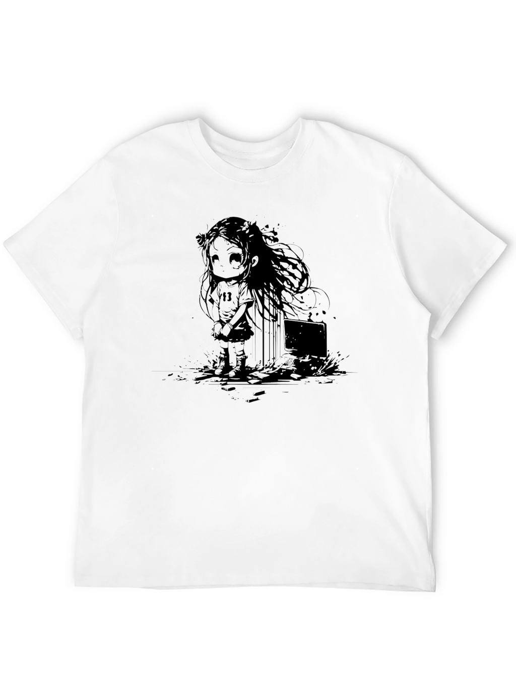 Graphic Print Tee - Anime Girl Design