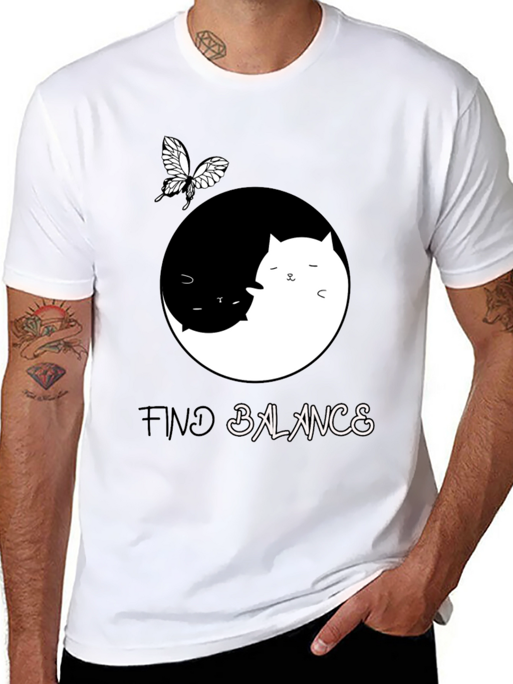 Yin Yang Cat Balance T-Shirt