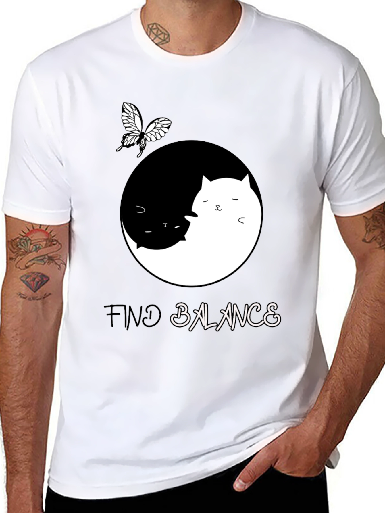 Yin Yang Cat Balance T-Shirt
